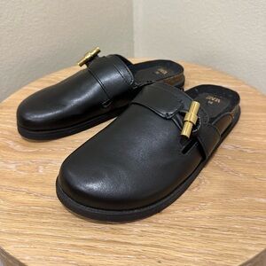 Zara Black Mules with Gold Buckle
